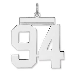 Sterling Silver, Athletic Collection, XL Polished Number 94 Pendant